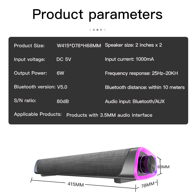 3D Surround Bluetooth Soundbar 5.0